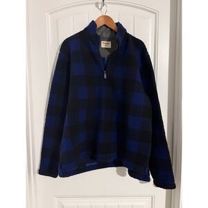 New! WRANGLER‎ MENS  1/4 ZIP FLEECE JACKET SHIRT Blue Buffalo Plaid Large